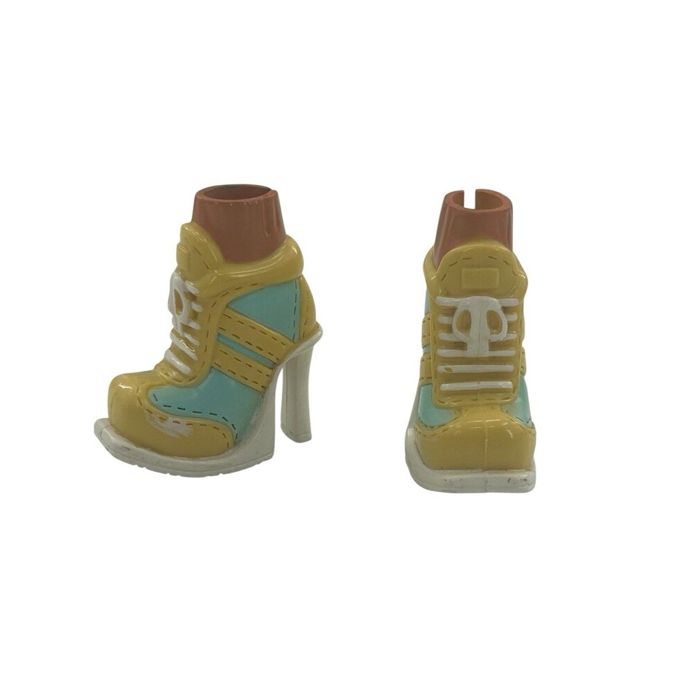 Barbie My Scene Doll Shoes High Heel Lace Up Boots Platform Yellow Blue Brown